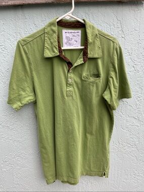 Quiksilver Olive Green Polo with Brown Trim